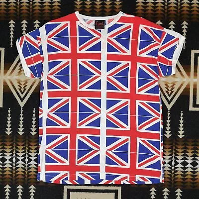 Vintage 90s Fiend Union Jack T-Shirt Made In England Y2k Punk Jubilee Shirt 1858 • £29.99