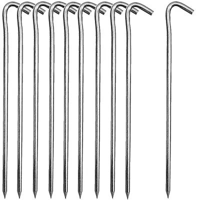 £4.78 • Buy 10 X THICK STEEL METAL PEGS Tent Ground Spikes HEAVY DUTY Galvanised Sheet Pins