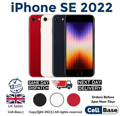 NEW Re- SEALED IPhone SE 2022 3rd Gen 5G 64GB 128GB 25GB ALL COLOUR Unlocked BOX • £264.99