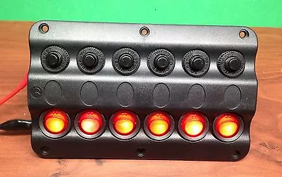 $28.99 • Buy Marine Boat IP65 Switch Panel 6 Gang LED Switches & Circuit Breaker Wave Design
