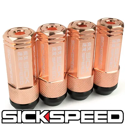 Sickspeed 4pc Rose Gold Capped Aluminum 50mm 3pc Lug Nuts For Wheels 12x1.5 L20 • $23.95