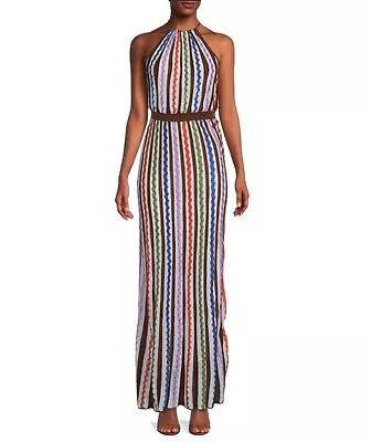 MISSONI Striped Halter Long Multicolor Maxi Dress NWT Sz 46  U.S. 10 • $260