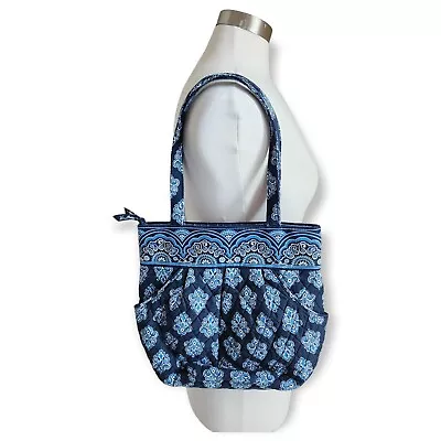 Vera Bradley Womens Handbag Purse Blue Calypso Cotton Rare Retired Bulbous Shape • $15.89