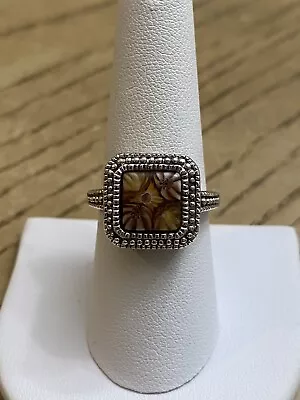 Vintage Alan K Sterling Silver 925 Signed Squared Millefiori Ring Size 8.25 • $36