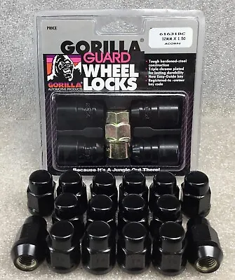 GORILLA BLACK Lug Nuts W/ LOCKS For Chevrolet Corvette C4 C5 C6 C7 17 18 Rims • $47.73