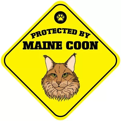 Yellow Aluminum Crossing Sign Protected By Maine Coon Cat Cross Xing • $17.99