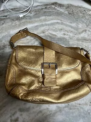 Michael Kors Metallic Gold Leather Hobo Shoulder Bag Purse • $39.99