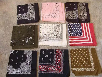 Vtg Lot Of 9 Fast Color Bandana RN 13960 & Other Cotton USA Japan & China • $32.95