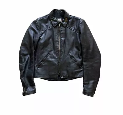 VTG BROOKS Leather Sportswear Women’s Sz 38 Cade Racer Biker Black • $99.99