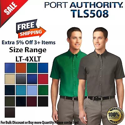 Port Authority TLS508 Mens Big & Tall Short Sleeve Button Down Dress Shirt • $31.17