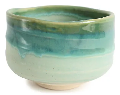 Mino Ware Japanese Pottery Tea Ceremony Matcha Bowl Mint & Forest Green  Japan • $46.80