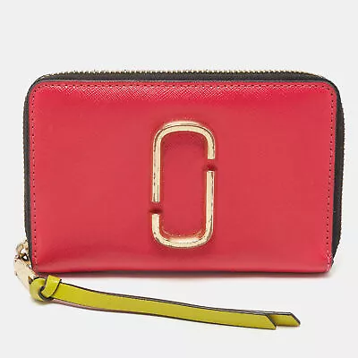 Marc Jacobs Pink/Purple Saffiano Leather Snapshot Compact Wallet • $101.85