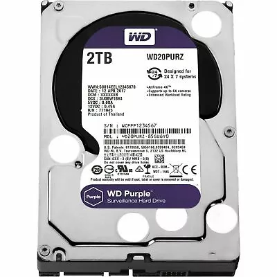 Western Digital Surveillance Hard Drive 2TB 3TB 4TB 6TB 8TB 10TB WD Purple HDD  • $115