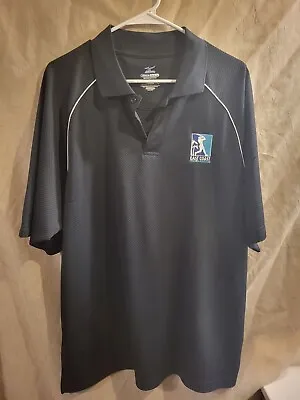 Mizuno DryLite Golf Polo Black Short Sleeve Shirt Mens L East Coast Pro Logo • $10.29