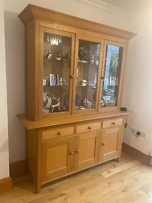 Large Modern Solid Oak Dresser Display Cabinet Glass Doors • £250