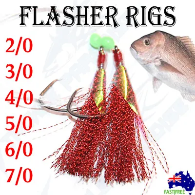 $13.95 • Buy Red Snapper Snatchers Rigs Flasher Circle Hooks Fishing Rigz Paternoster Lumo