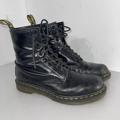 Dr. Martens Air Walk Unlined Black Leather Combat Lace Up Boot Size 7 • $49.95