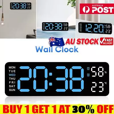 AU Large Digital Big Jumbo LED Wall Desk Clock Display With Calendar Temperature • $24.99