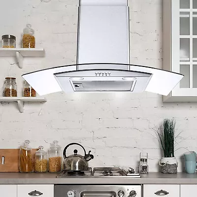 450CFM 30in Wall Mount Range Hood Tempered Glass Kitchen Vent 3-Speed W/LEDs New • $169.99