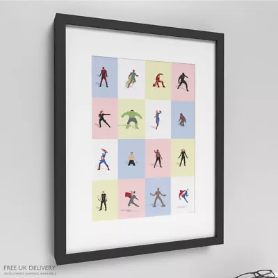 Marvel Superheroes/ Characters Collage Print Poster Spiderman Ironman Hulk • £36.99