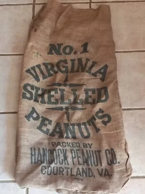 Vintage Burlap Bag Feed Sack No. 1 Virginia Shelled Peanut Hancock Vivid Grapics • $19.99