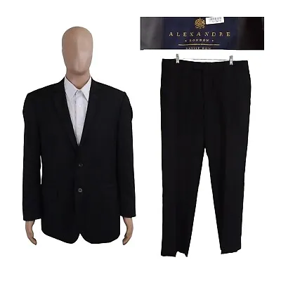 Alexandre London Savile Row Two Piece Dark Charcoal Gray Wool Suit 42R 37X32 • $119.99
