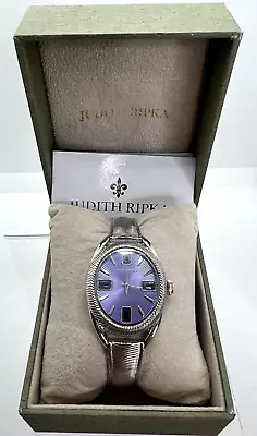 Judith Ripka Textured Steel Iolite Stone Sunray Dial Sophia Watch + Box * Works • $79.99