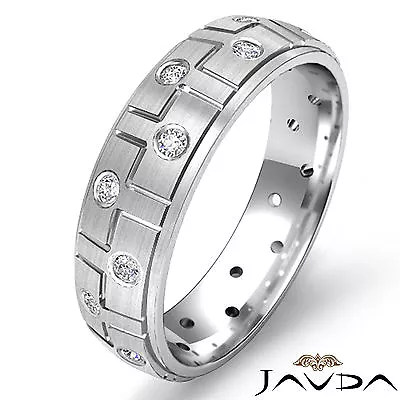 Eternity Wedding Diamond Band Bevel Step Edge Mens Ring 14k White Gold 0.26Ct • $1689