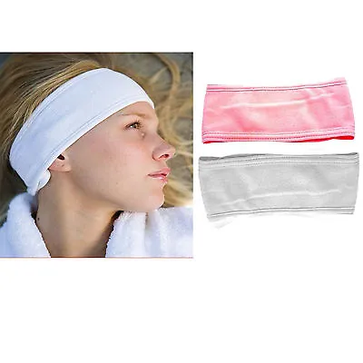 Soft Cotton Microfibre Makeup Headband Elasticated Washable Make Up Pink White • £51.35