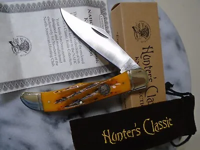 Hunters Club Classic Folding Hunter Pocket Knife Bone Slipjoint NAHC W Pouch New • $3.25