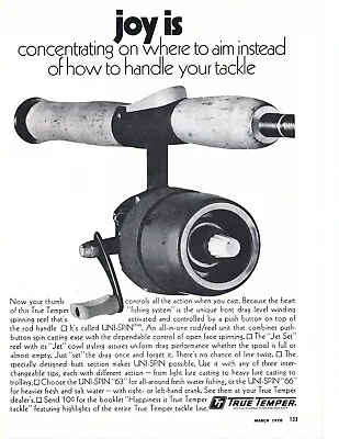 1970 True Temper Uni-spin Fishing Reels Ad Vintage Fishing Gear Advertisement • $14.99