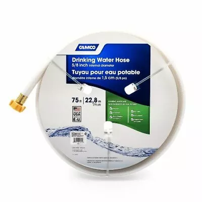 Camco 75ft TastePURE Drinking Water Hose- 5/8 Inner Diameter PVC White (22803) • $46.23