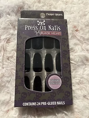 NIP Fright Night Press On Nails Halloween Black Velvet Texture 24 Pre-glued • $11.99