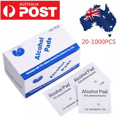 20-1000PCS Medi 75% Alcohol Pads Wipes Swabs Sterile Skin Swab Prep Clean Pads • $7.66