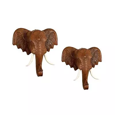 Elephant Head Wall Decoration Wood Sculpture For Study Background Porch • $45.61