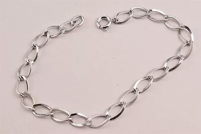 Vintage Sterling Silver Textured Link Starter Charm Bracelet 7.5  • $18.50