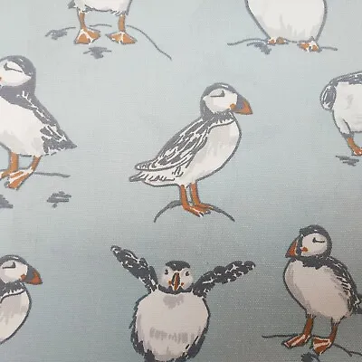 Clarke & Clarke Atantic Puffin Mineral Cotton PVC WIPE CLEAN Tablecloth Oilcloth • £79.95