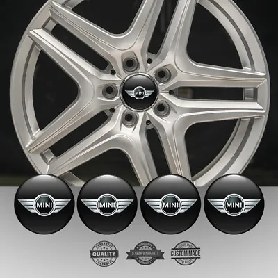 Set Of 4 Silicone Center Wheel Cap Stickers MINI Cooper Emblem Logo Decals Rims • $13.30
