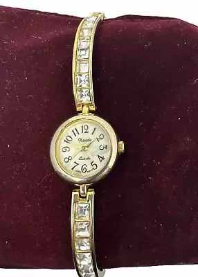 Vtg Xanadu Ladies Gold Tone Quartz Watch Mother Of Pearl Face Rhinestones • $15.99