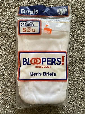 VINTAGE Men's Bloopers White Cotton Briefs Small 30-32 Underwear 2 Pairs • $19.99