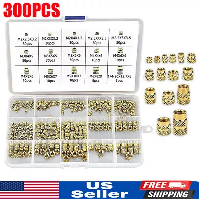 300pcs M2-M6 Brass Knurled Nut Threaded Heat Set Inserts For Plastic 3D Printing • $18.69