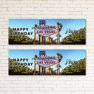 2 Personalised Las Vegas Birthday Banner Kid& Adult Party Decoration Event Decor • $4.66