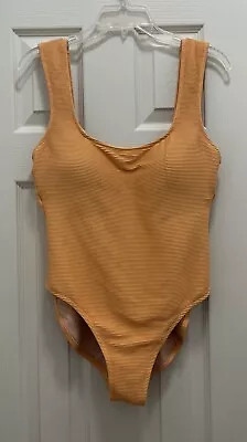 J Crew Warm Clementine Ribbed Square Neck One Piece Swimsuit Size 12 • $15