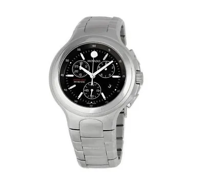 Movado $1600 Mens Silver Chronograph Black Dial Series 800 Swiss Watch 2600038 • $852.72