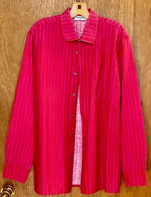 Vintage 70 S Marimekko Blouse 42 European Size Red & Orange Striped Long Sleeve • $40