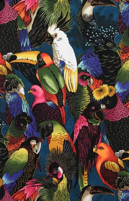 Birds Of A Feather Exotica Parrot Macaw 2884 A Alex Henry Durable Cotton Fabric • $9.89