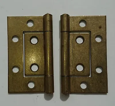 Brass Flush Door Hinges For Cabinet Cupboard Toy Box & Inset Doors Pack Of 2 • £2.50