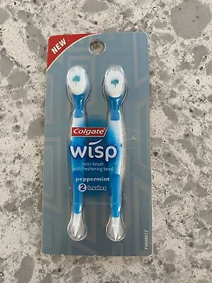 NEW Colgate MaxFresh Wisp Disposable Mini Toothbrush Peppermint 2 Pk • $9.90