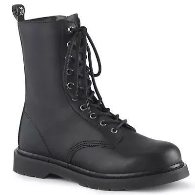 DEMONIA BOLT-200 Mens Unisex Goth Punk Military Mid Calf Ankle Vegan Biker Boots • $84.95