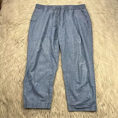 J.Crew Women's 12 Blue Chambray Drawstring Pants • $24.99